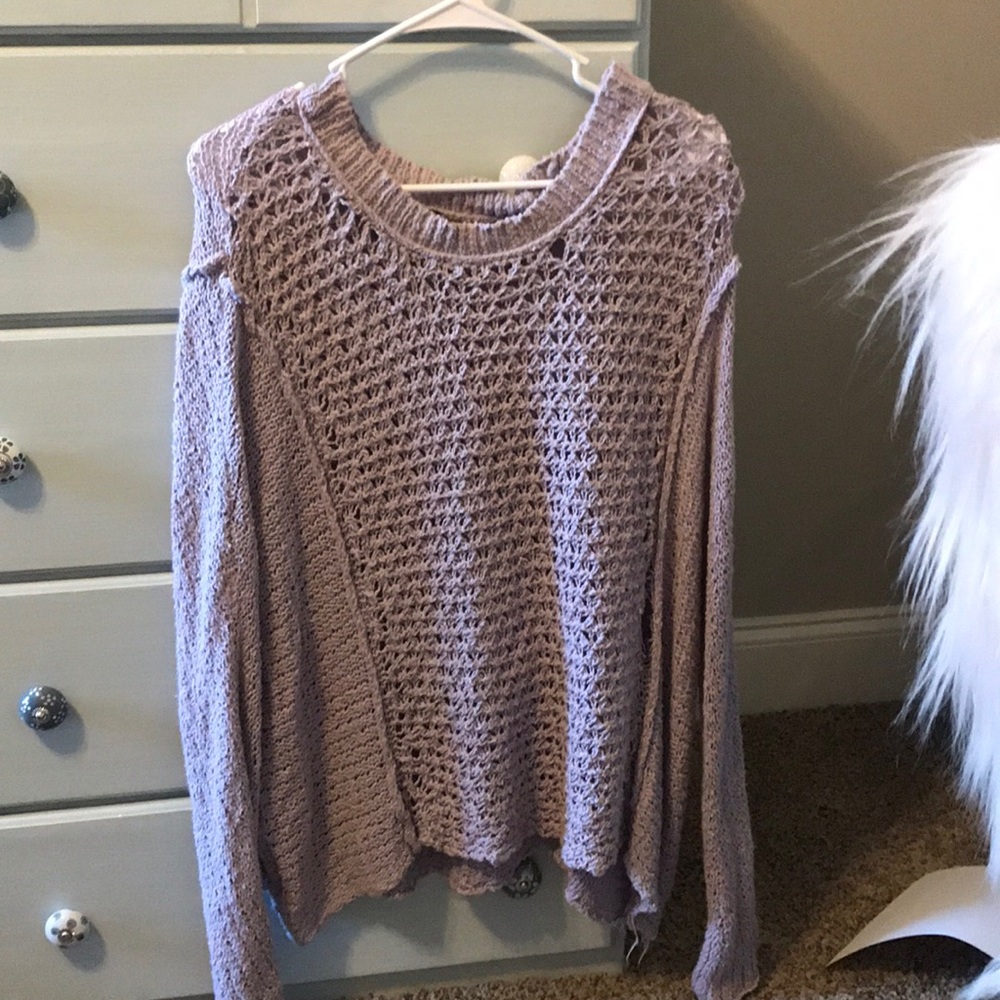 Purple Free People Crew Neck Sweater